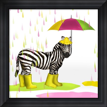 Framed Raindrops Safari Zebra Print