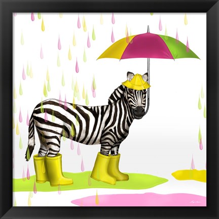 Framed Raindrops Safari Zebra Print