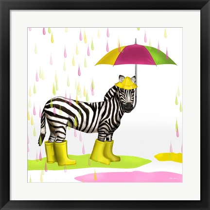 Framed Raindrops Safari Zebra Print