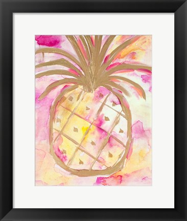 Framed Pink Gold Pineapple Print