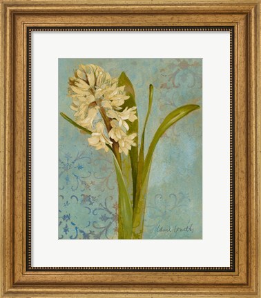 Framed Hyacinth on Teal I Print