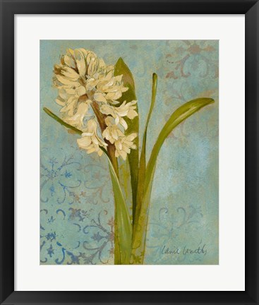 Framed Hyacinth on Teal I Print