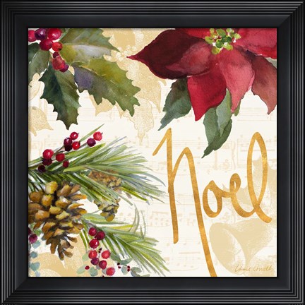 Framed Christmas Poinsettia III Print