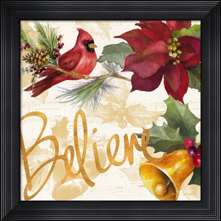 Framed Christmas Poinsettia IV Print