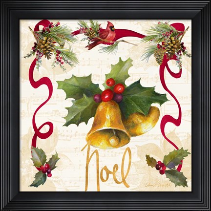 Framed Christmas Poinsettia Ribbon III Print