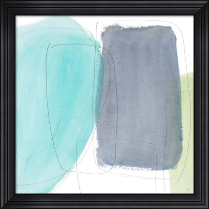 Framed Teal and Grey Abstract I Print