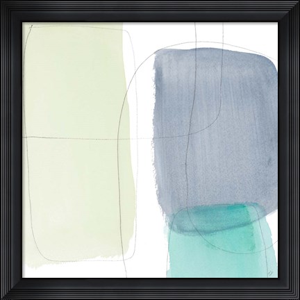 Framed Teal and Grey Abstract II Print