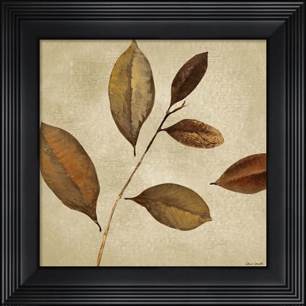 Framed Antiqued Leaves I Print