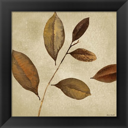 Framed Antiqued Leaves I Print