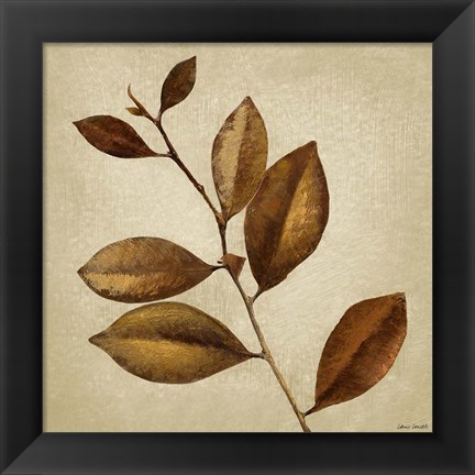 Framed Antiqued Leaves II Print