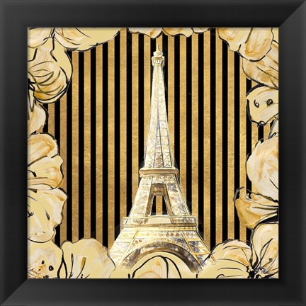 Framed Golden Paris I Print