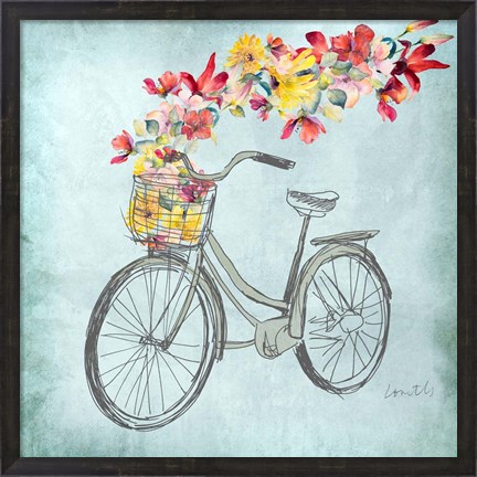 Framed Floral Day Bike I Print