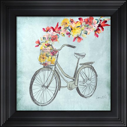 Framed Floral Day Bike I Print