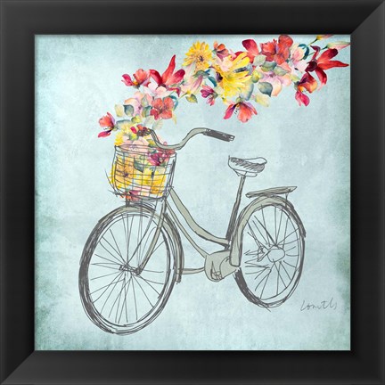 Framed Floral Day Bike I Print