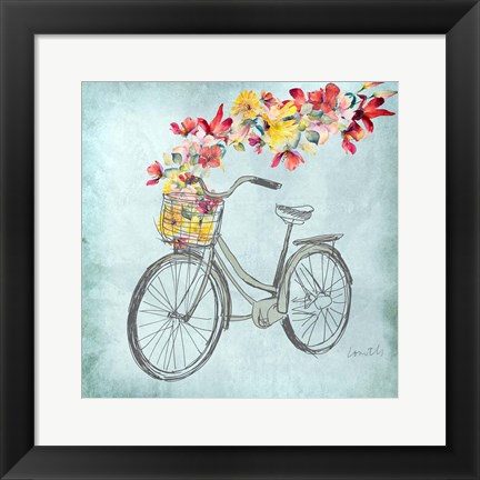 Framed Floral Day Bike I Print