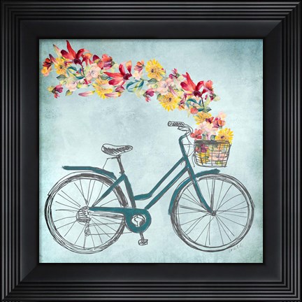 Framed Floral Day Bike II Print