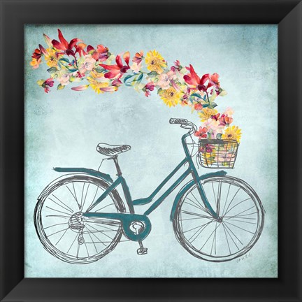 Framed Floral Day Bike II Print