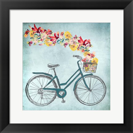 Framed Floral Day Bike II Print