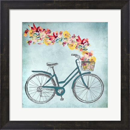 Framed Floral Day Bike II Print