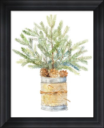Framed Fir Tree with Burlap Print