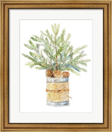 Framed Fir Tree with Burlap Print