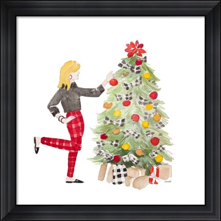 Framed Decorating Christmas I Print