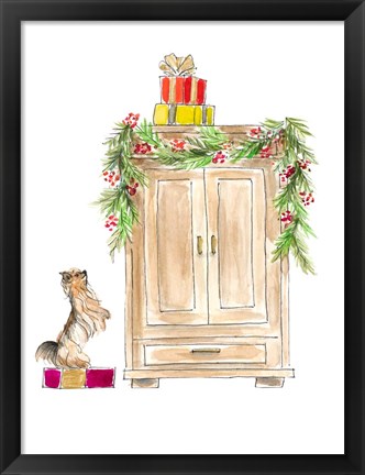 Framed Armoire Decorated with Garland Print