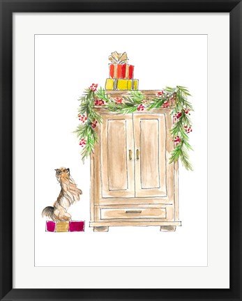 Framed Armoire Decorated with Garland Print