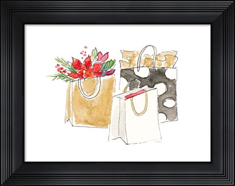 Framed Holiday Shopping Bags I Print