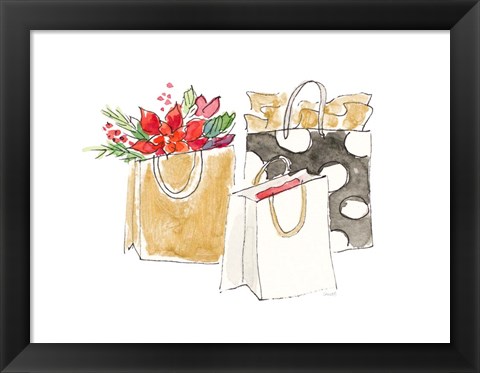 Framed Holiday Shopping Bags I Print