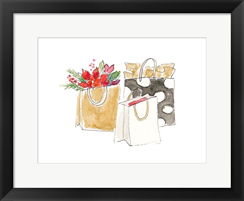 Framed Holiday Shopping Bags I Print