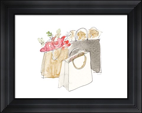 Framed Holiday Shopping Bags II Print