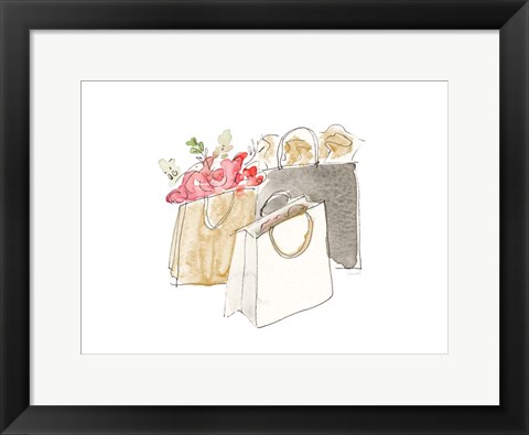 Framed Holiday Shopping Bags II Print