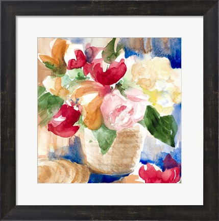 Framed Bright Flower Basket Print