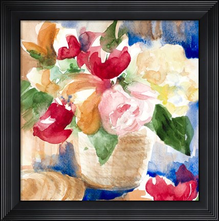 Framed Bright Flower Basket Print