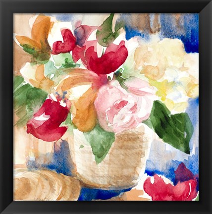 Framed Bright Flower Basket Print