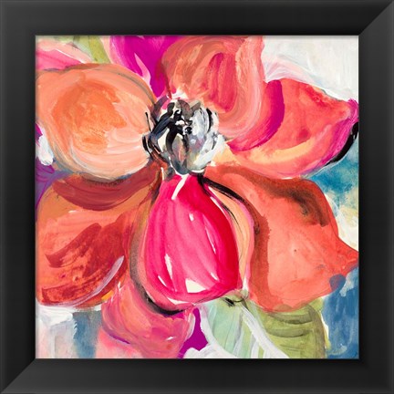 Framed Living Coral Magnolia Print