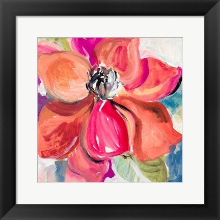 Framed Living Coral Magnolia Print