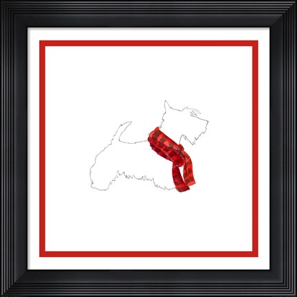 Framed Scotty Silhouette with Red Scarf Print
