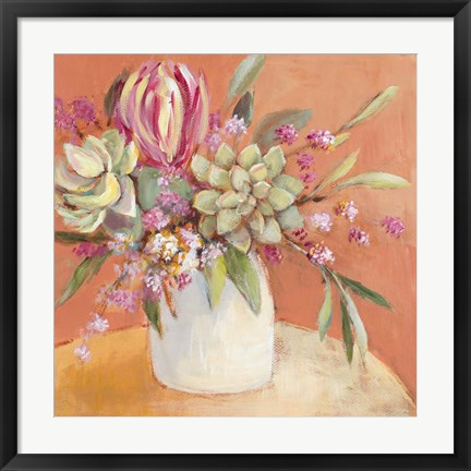 Framed Succulents with a Rosy Outlook Print
