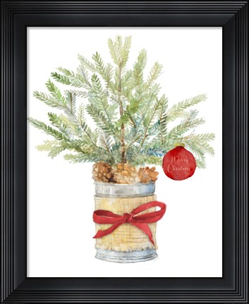 Framed Merry Christmas Fir Tree Print