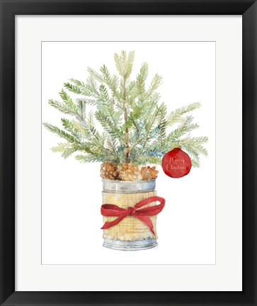 Framed Merry Christmas Fir Tree Print