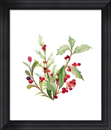 Framed Holly Branches I Print