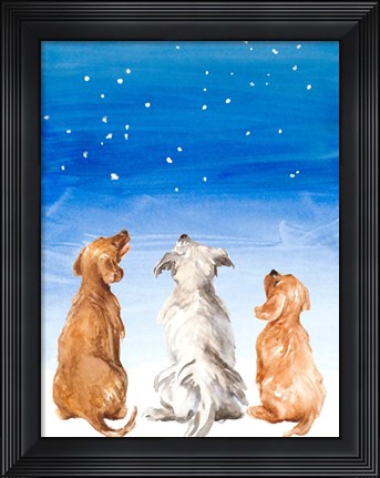 Framed Three Dogs Star Gazing Print