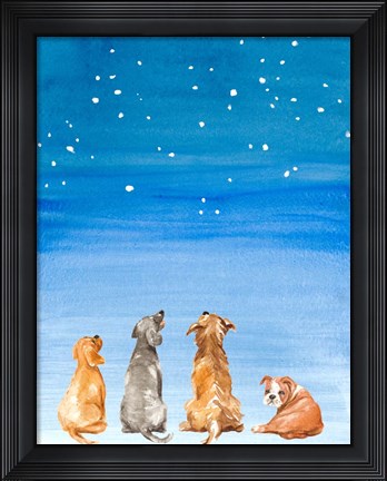 Framed Four Dogs Star Gazing Print