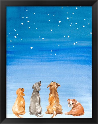 Framed Four Dogs Star Gazing Print