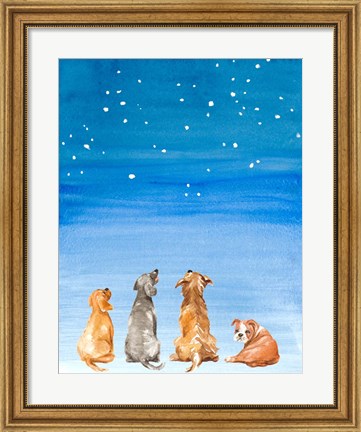 Framed Four Dogs Star Gazing Print