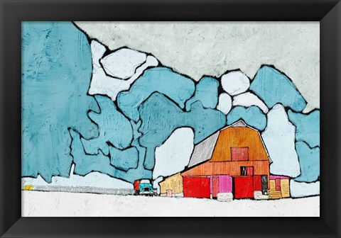 Framed Barn under Blue Skies Print