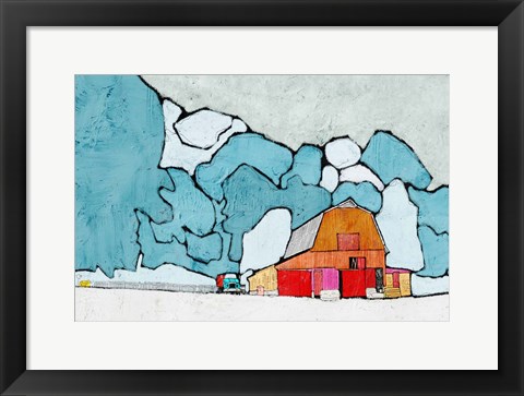 Framed Barn under Blue Skies Print