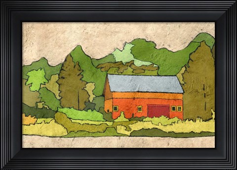 Framed Cabin in the Green Forest Print